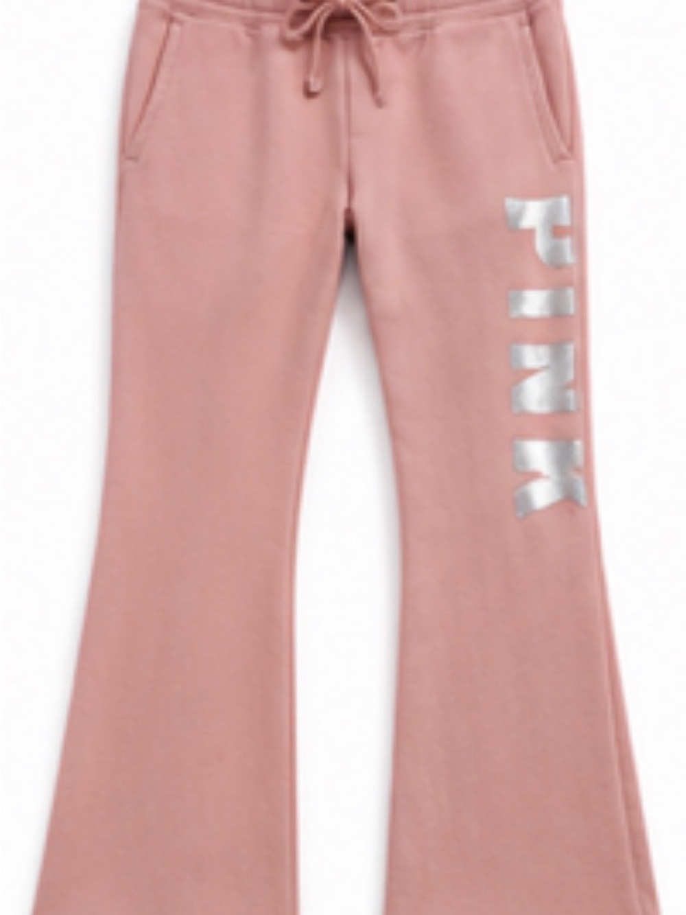 PINK Victoria's Secret Rose Pink Flared Joggers with Silver Logo